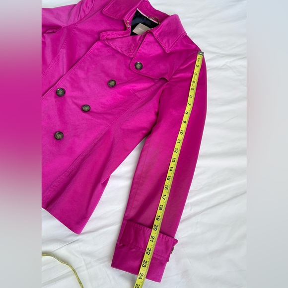 Banana Republic Fuchsia Double-Breasted Short Trench Coat Size S Spring Style - Picture 7 of 10